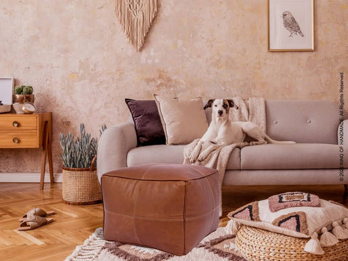 Genuine Leather Pouf Unstuffed - Moroccan Ottoman Footstool, Footrest Cover Boho Decor Bohemian Living Room, Bedroom, Kids Gift & Wedding Room Hand Stitched by Artisans Used As Hassock pouf ottoman hassock  hassocks and ottomans leather pouf hassock furniture pouf ottoman moroccan pouf pouf ottoman leather ottoman